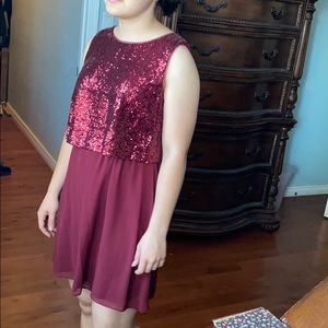 Maroon sequence  dress